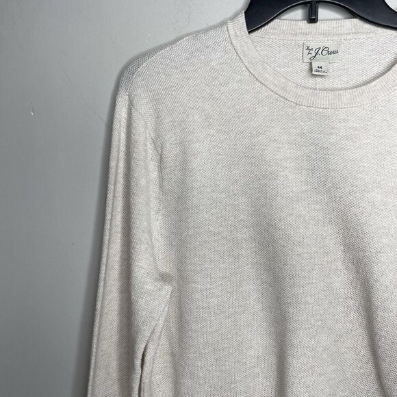 J.CREW Sweater Men Medium Cotton Pique Pullover NEW Beige Crewneck BM043 - Picture 3 of 15